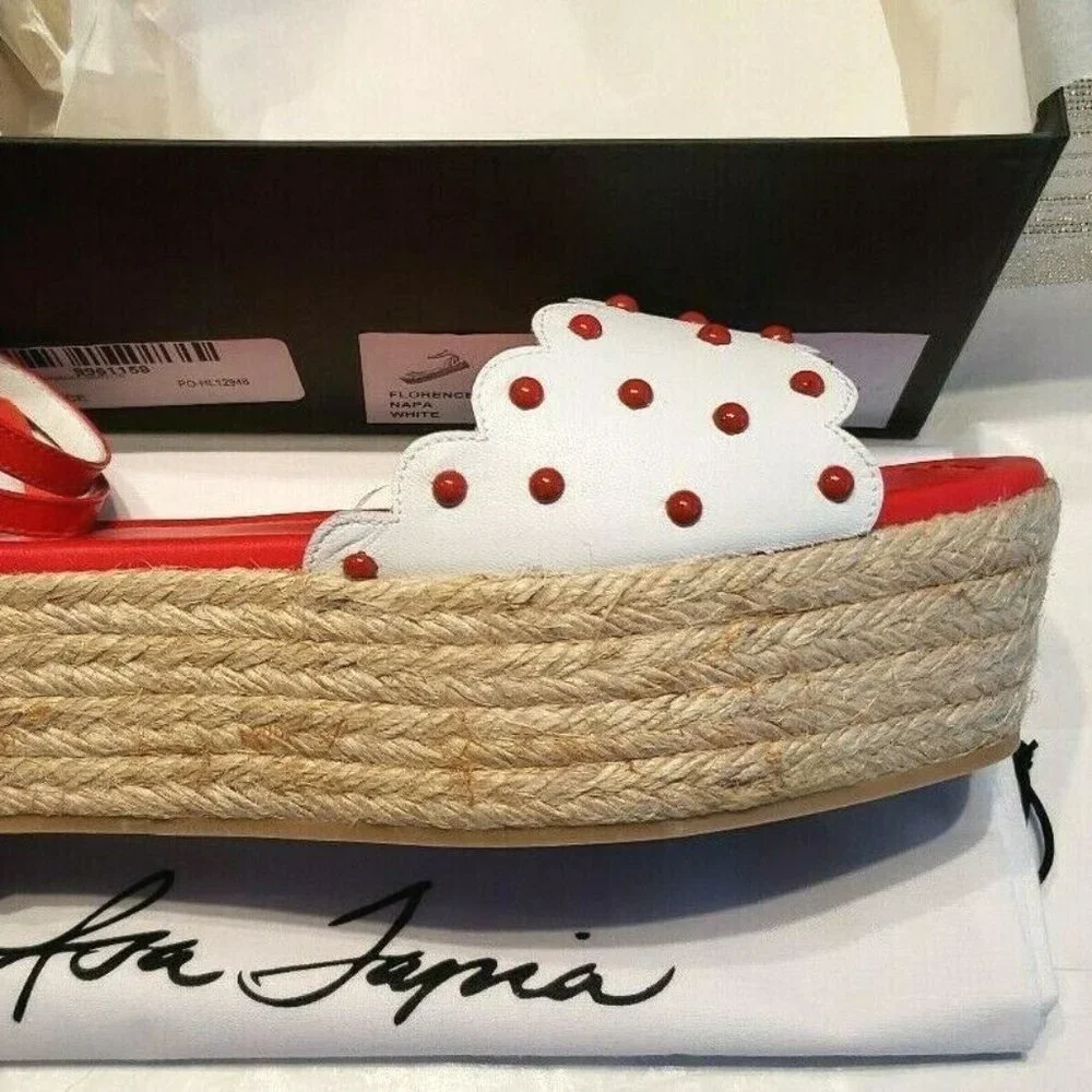 Isa Tapia New Shoes Women's 36 Cherry Platform Sandal Stud Leather NIB $350 ART